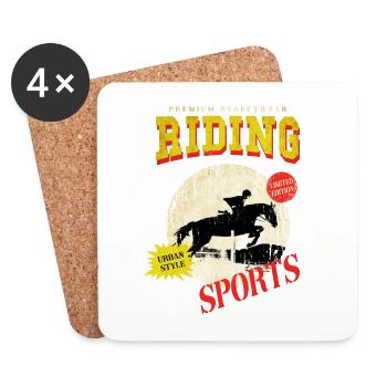 Riding Horse Rider Jumping Sport Vintage Retro - Coasters (set of 4) - white - Front