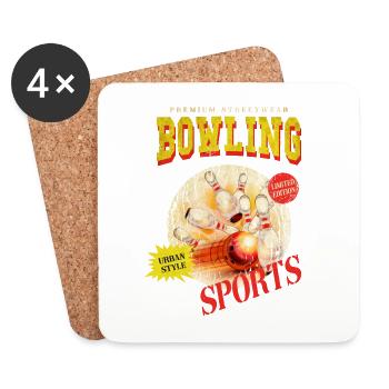 Bowling Bowling Bowling Ball Pins Bowling Players - Coasters (set of 4) - white - Front