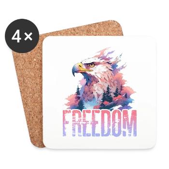 Eagle Freedom Eagle Head Nature Wilderness Trees Mountains - Coasters (set of 4) - white - Front