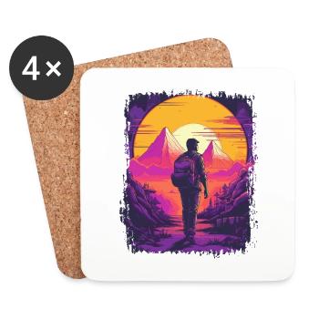 Randonnée, Montagne, Alpinisme, Escalade, Nature - Dessous de verre (lot de 4) - blanc - Devant