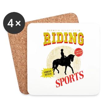 Reiten Pferd Reiterin Springen Sport Vintage Retro - Untersetzer (4er-Set) - Weiß - Vorne