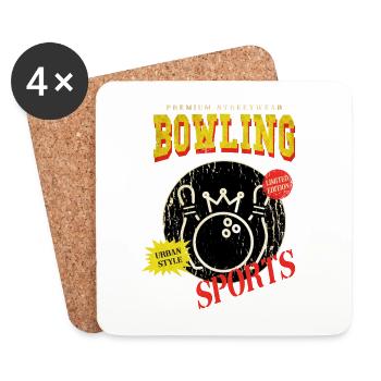 Bowling Bowling Bowling Ball Quilles Joueurs de bowling - Dessous de verre (lot de 4) - blanc - Devant