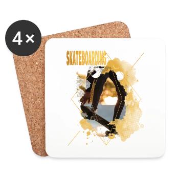 Skateboarding Skate Skater Skateboard Sk8 Gold - Untersetzer (4er-Set) - Weiß - Vorne