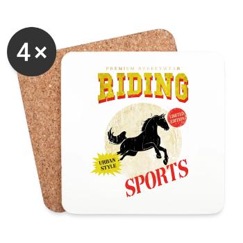 Riding Horse Rider Jumping Sport Vintage Retro - Coasters (set of 4) - white - Front
