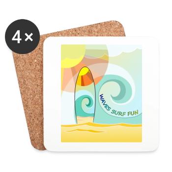 Planche de surf Waves - Dessous de verre (lot de 4) - blanc - Devant