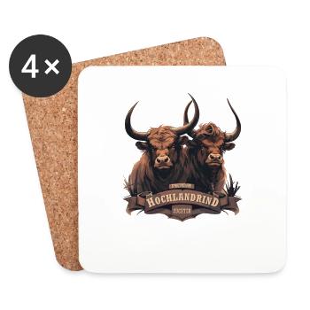 Premium Hochlandrind Züchter - Untersetzer (4er-Set) - Weiß - Vorne
