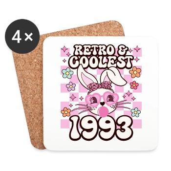 Rétro Cool Fille Née En 1993 30 Ans Anniversaire - Dessous de verre (lot de 4) - blanc - Devant