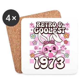 Rétro Cool Fille Née En 1973 50 Ans Anniversaire - Dessous de verre (lot de 4) - blanc - Devant
