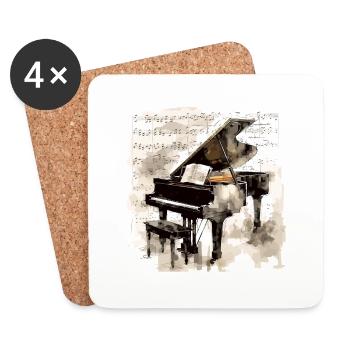Amateur de piano classique - conception de la mélodie - Dessous de verre (lot de 4) - blanc - Devant