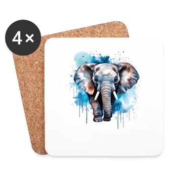 Cute Baby Elephant - Mother's Love Design - Coasters (set of 4) - white - Front
