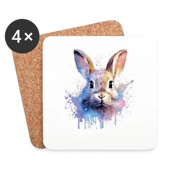 Lustiges Kaninchen - Niedliches Design Für - Untersetzer (4er-Set) - Weiß - Vorne