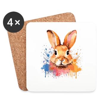 Lustiges Kaninchen - Niedliches Design Für - Untersetzer (4er-Set) - Weiß - Vorne
