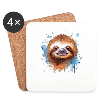 Watercolor sloth - cute design for - Coasters (set of 4) - white - Front