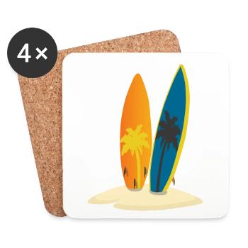 Surfen! - Untersetzer (4er-Set) - Weiß - Vorne
