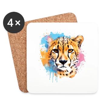 Bunte Kunst - Niedliches &; Wildes - Untersetzer (4er-Set) - Weiß - Vorne