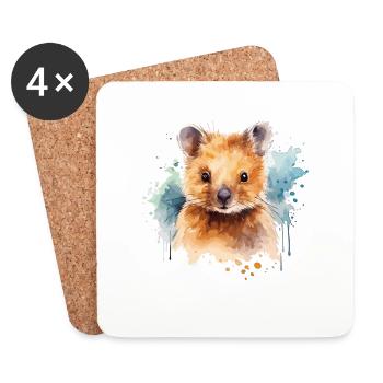 Aquarell Quokka - Bunte Australische Tierkunst - Untersetzer (4er-Set) - Weiß - Vorne