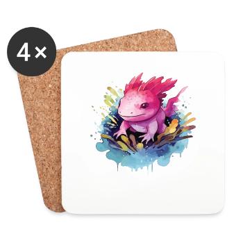 Colorful Axolotl - Cute Design For - Coasters (set of 4) - white - Front