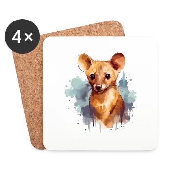 Colorful fossa - œuvre d’art mignonne pour - Dessous de verre (lot de 4) - blanc - Devant