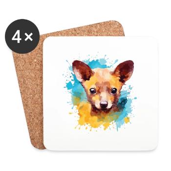 Colorful fossa - œuvre d’art mignonne pour - Dessous de verre (lot de 4) - blanc - Devant