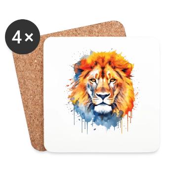 Cute lion watercolor art - Coasters (set of 4) - white - Front