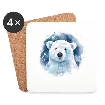 Ours polaire coloré - sensibilisation au changement climatique - Dessous de verre (lot de 4) - blanc - Devant