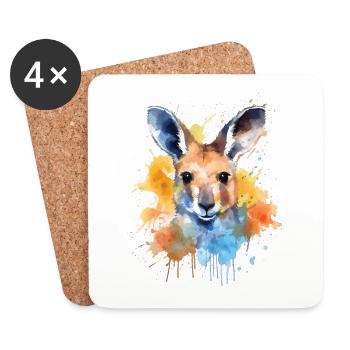Adorable kangaroo watercolor - Coasters (set of 4) - white - Front
