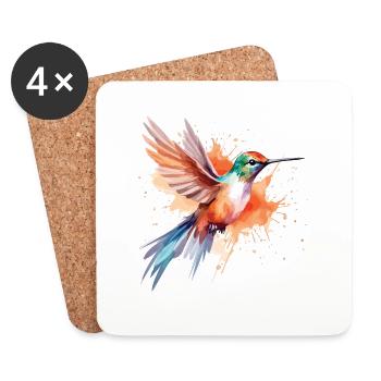 Adorable aquarelle d’un colibri - Dessous de verre (lot de 4) - blanc - Devant