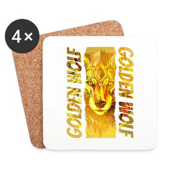 Wolf Wolf’s Head Gold Nature Wilderness Adventure Art - Dessous de verre (lot de 4) - blanc - Devant