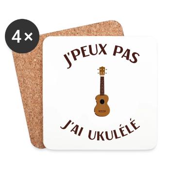 Ukulélé humour homme femme - Dessous de verre (lot de 4) - blanc - Devant