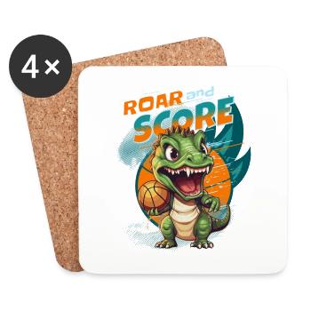 Basketball Dino T-Rex Spieler Sport Comic Cartoon - Untersetzer (4er-Set) - Weiß - Vorne