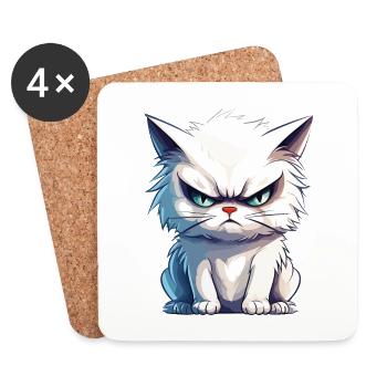cat grumpy grumpy grumpy meow funny - Coasters (set of 4) - white - Front