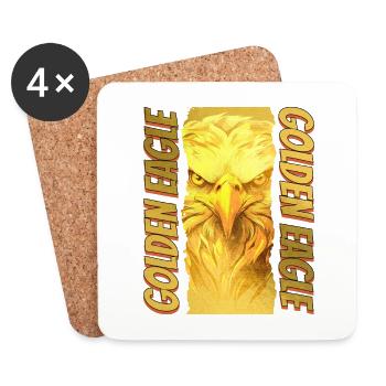 Eagle Head Gold Bird of Prey Bird Animal Nature - Coasters (set of 4) - white - Front