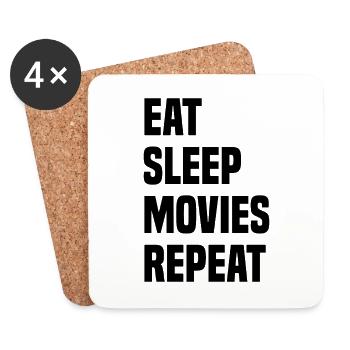 Manger des films de sommeil Répéter - Dessous de verre (lot de 4) - blanc - Devant