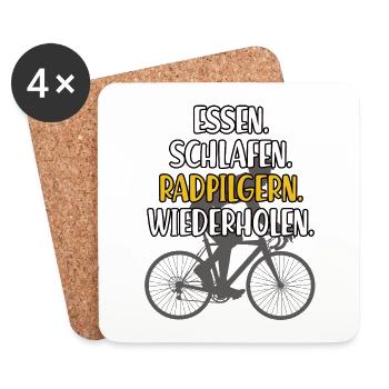 Radpilgern Fahrrad Wandern Pilgern Rad Pilger - Untersetzer (4er-Set) - Weiß - Vorne