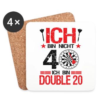 Dart Darts Darter Darten 40.Geburtstag Geschenk - Untersetzer (4er-Set) - Weiß - Vorne