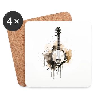 Banjo Authentic Bluegrass & - Coasters (set of 4) - white - Front