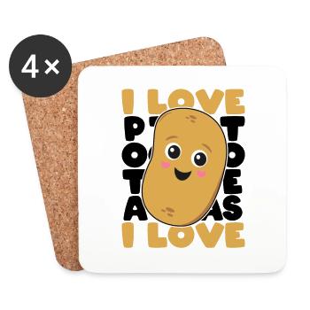 I Love Potatoes Potato Potatoes Gift - Coasters (set of 4) - white - Front