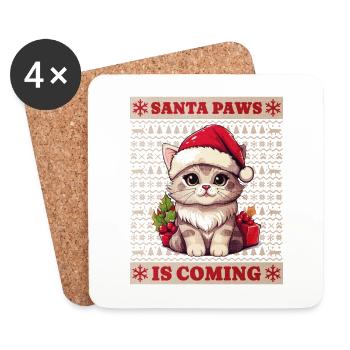 Cat Christmas Santa Paws Merry Catmas Ugly - Coasters (set of 4) - white - Front