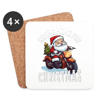 Père Noël Lunettes de soleil moto Noël - Dessous de verre (lot de 4) - blanc - Devant