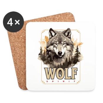 Wolf Wolf Head Nature Wilderness Adventure Forest Art - Coasters (set of 4) - white - Front