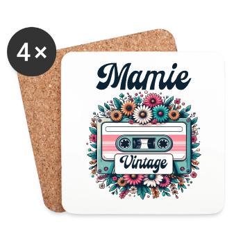 Cassette Vintage Meilleure Grand-Mère Super Mamie - Dessous de verre (lot de 4) - blanc - Devant