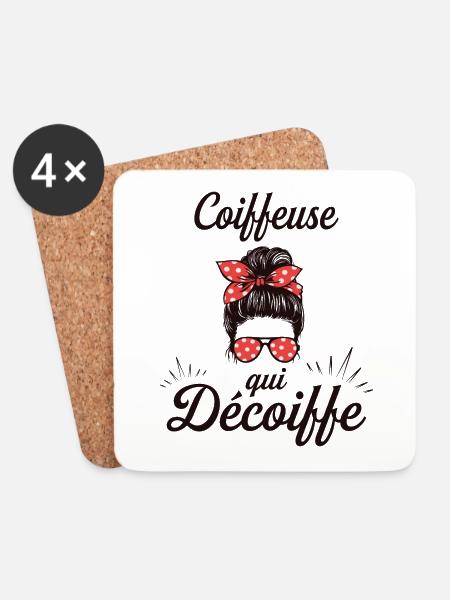 Chignon Métier Coiffeuse Géniale Super Coiffeuse - Dessous de verre (lot de 4) - blanc
