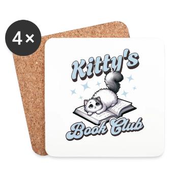 Kitty's Book Club - Paws & Pages Unite - Untersetzer (4er-Set) - Weiß - Vorne