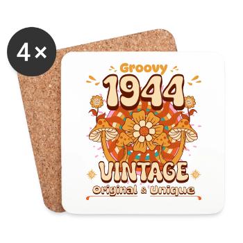 Vintage Year 1944 Birthday Woman 80 Years Old - Coasters (set of 4) - white - Front