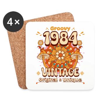 Jahrgang 1984 Jubiläum Frau 40 Jahre - Untersetzer (4er-Set) - Weiß - Vorne