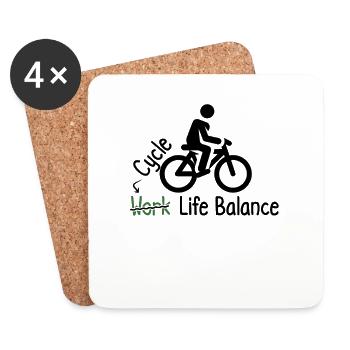 Cycling, work-life balance – Find your - Coasters (set of 4) - white - Front