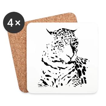 Idée cadeau cadeau noir léopard - Dessous de verre (lot de 4) - blanc - Devant