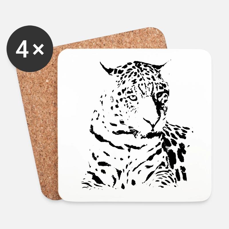 leopard schwarz Geschenke Geschenkidee - Untersetzer (4er-Set) - Weiß