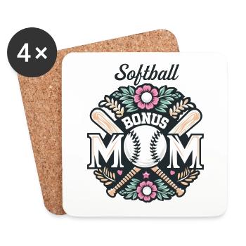 Schwiegermutter Softball-Fan mit Familie - Untersetzer (4er-Set) - Weiß - Vorne