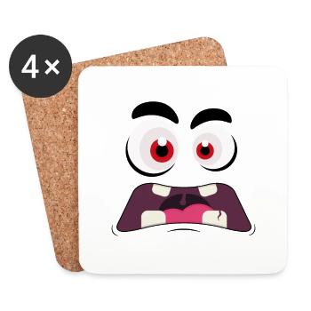 Visage de monstre - Dessous de verre (lot de 4) - blanc - Devant